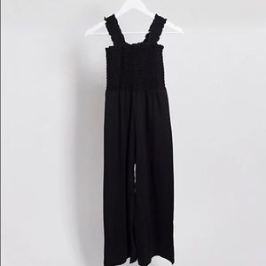ASOS Topshop Petite strappy shirred all in one in black |size 6